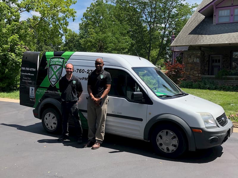 Richard and a Laser One Employee by the Laser One van